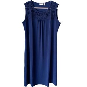 Susan Graver Maxi Dress Women's 2XP Petite Navy Blue Liquid Knit Summer Resort